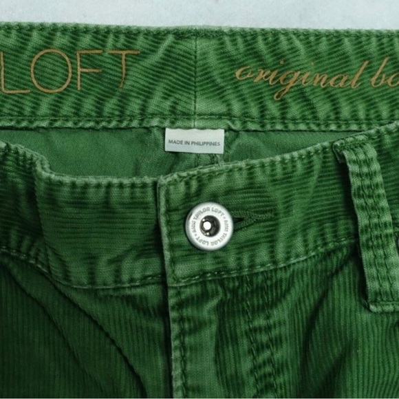 🔥SALE🔥Loft Original Mid Rise Green Corduroy Pant Sz 6P - Picture 2 of 3